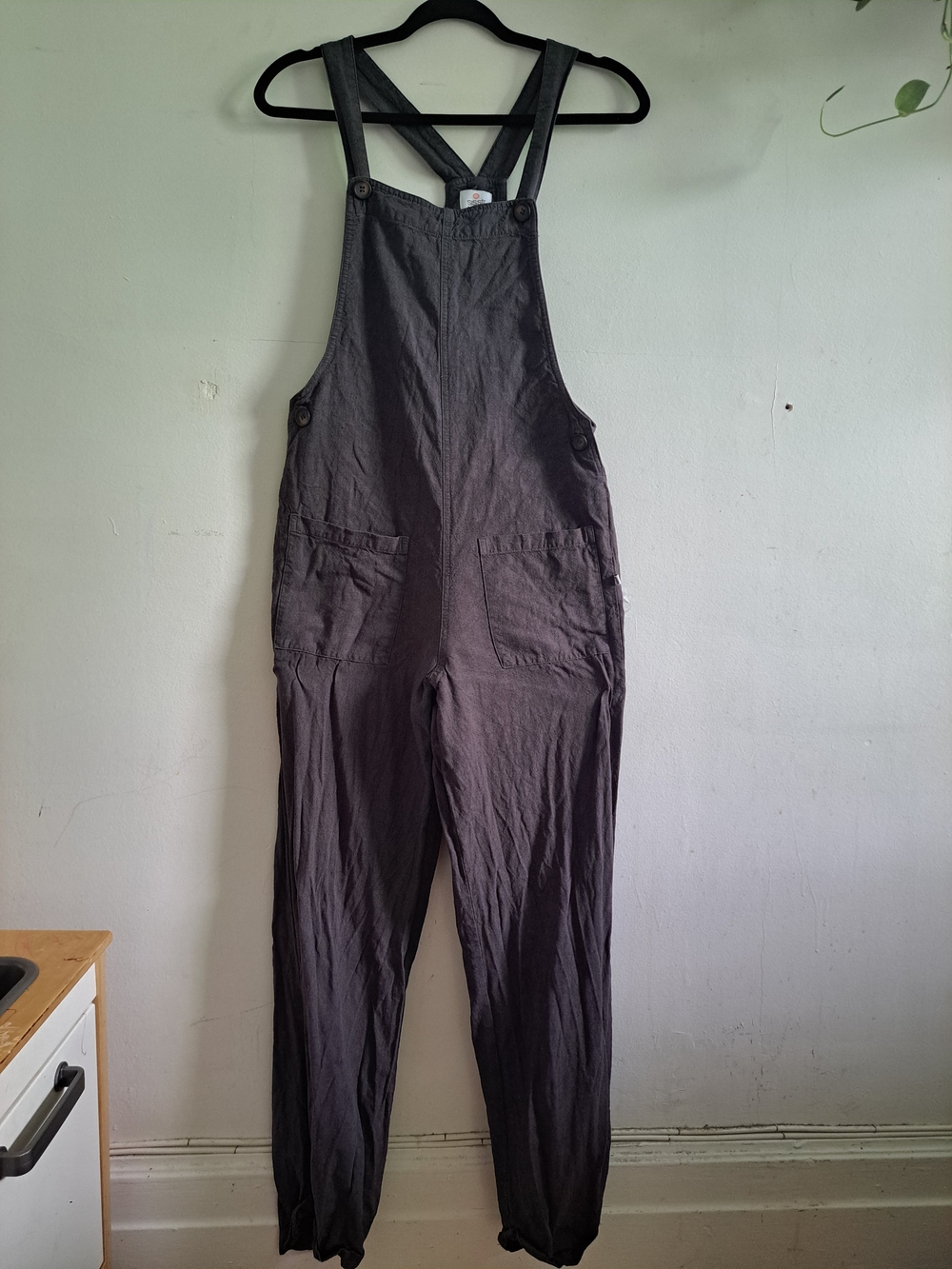 Sisstr Linen Blend Overalls | Charcoal Gray Jumpsuit | Relaxed Utility Style